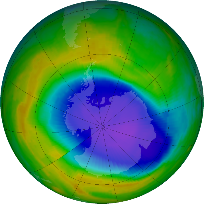 Antarctic ozone map for 28 October 1998